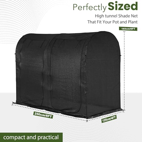 Large Tunnel 8.2'x4' Sunshade Cloth Gardening Net,Easy Set up 6FT Tall Crops Shade Net Cover, UV Resistant Plant 80% Sunblock Net for Vegetables,Fruits and Mini Flower Pot with Stakes and Carry - size: 8.2X4X6FT