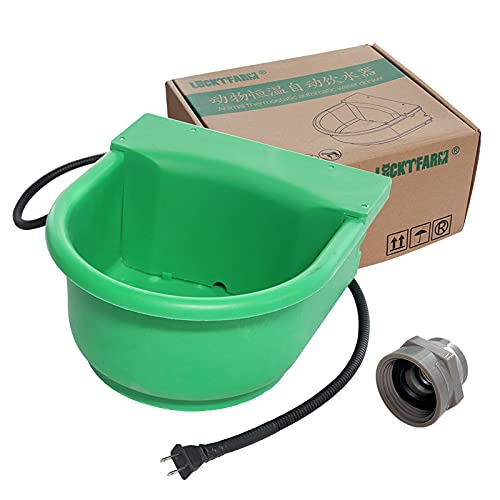 Automatic Heated Dog Water Dispenser Bowl 5L 100W for Livestock | US Plug chew‑proof Cord in Winter Outdoor Chicken Waterer with Thermostat & float valve for Horses Sheep livestock Poultry
