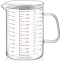 Luvan 6 Cups Glass Measuring Cup, Easy to Read with 3 measurement scales (Ml/Oz/Cup), Insulated Handle and V-shaped Spout, High Borosilicate Glass Measuring Cup, Ideal for Kitchen or Restaurant - color: 50Oz/6Cups/1.5L