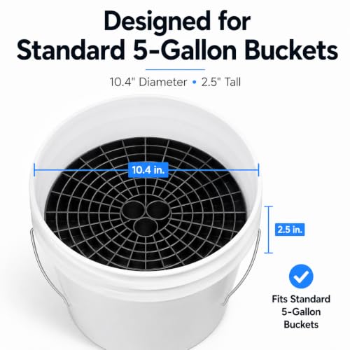 HI-TECH Guard Insert for Car Wash Buckets – Traps Dirt & Debris to Prevent Swirls – Durable Plastic Fits 5 Gallon Buckets – 10.4"x2.5"