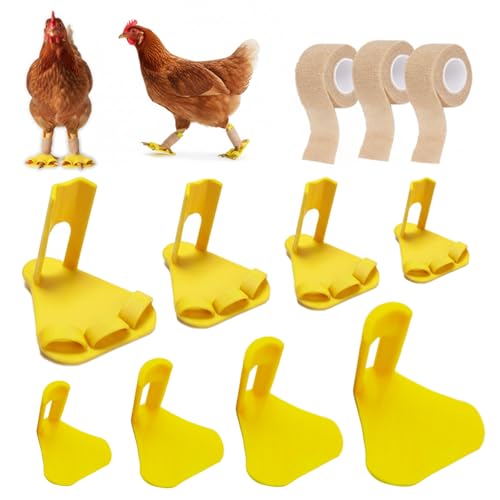 8 PCS Chicken Leg Splint & Adjustable Poultry Leg Brace with Toe Separator, Veterinary-Grade Splint Clamp, Treats Broken Feet, Curled Toes, Bumblefoot, Osteoarthritis in All Growth Stages