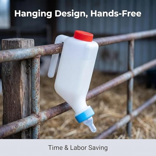 5 Pack 800ml Lamb Feeding Bottles | 5 bottles with 10 soft silicone nipples. 45° leak-proof double-cap design, marked with clear scales.