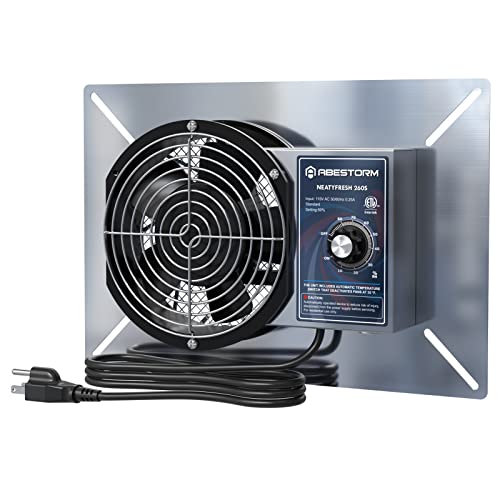 Abestorm 260CFM Crawl Space Ventilation Fan, IP-55 Rated Commercial Stainless Steel Vent Fan with Humidistat & Thermostat, 6.7 Inch Ventilator with Isolation Mesh for Crawlspace, Basement, Garage | Stainless Steel Vent Fan smart Digital Panel, Temperature