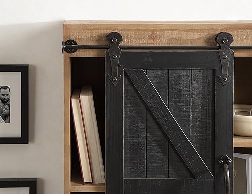 Kate and Laurel Cates Rustic Wall Cabinet; 22 x 28; Black and Rustic Brown; Farmhouse Wall-Mounted Storage Cabinet - color: Rustic Brown/Black