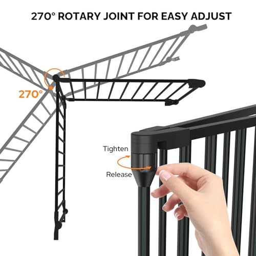 Bonnlo Baby Safety Gate, 82-Inch Configurable Walk-Through Fence for Toddler/Pet/Dog/Cat/Puppy, Adjustable Metal Barrier for Fireplace/Stairs/Doorways - color: Black, style: 74 InchL x 29 InchH(3-Panel)