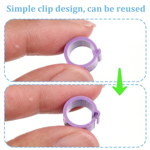 100 Pcs 8mm Birds Leg Rings, 10 Colors Readable Numbered Quail Pigeons Chick Identification Leg Bands Clip on Leg Rings for Baby Chick Finch Bantam Dove Small Birds