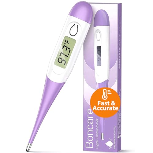Boncare 10 Seconds Oral Thermometer for Adults and Kids, Purple | Accurate & Safe, Rectal Digital Thermometer for Baby, Fever Alarm - color: Purple