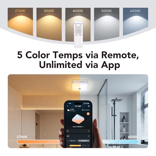 OREiN Matter Smart Bathroom Fan with Light, 110 CFM, Tunable White & RGB | Alexa/Google/Apple Home Compatible, App/Voice/Remote Control, Dimmable, 24-Zone DIY RGB, No Speaker, No-Attic Install - color: Multicolor