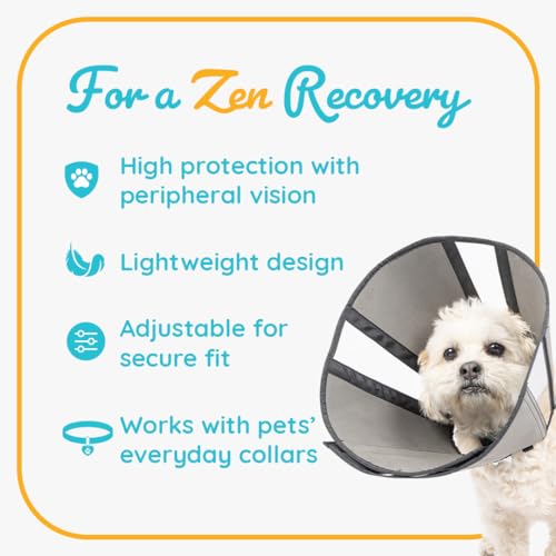 ZenPet Recovery Cone E-Collar for Dogs & Cats – Soft, Comfortable, Safe & Stress-Free Healing After Surgery, Adjustable Design, Secure Custom Fit (Large) - size: Large