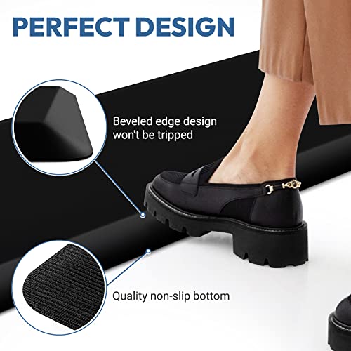 4/5 Inch Thick Kitchen Mat - Cushioned Anti Fatigue Mats for Kitchen Floor - Easy to Clean, Waterproof, Non-Slip Kitchen Rug for Sink, Office, Kitchen (22''x36'' Black) | Easy to Clean, Water Resistant, Non-Slip Thicker Rug, Standing Desk Mat for Sink, Of