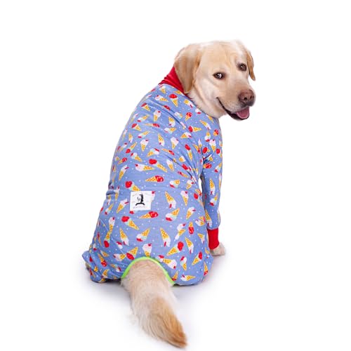 Dog Surgery Recovery Suit Female Male for Dogs After Surgery Medium Large Dogs Onesie Dog Pajamas Pjs Clothes (red ice Cream, 28 (Chest 26.77 in | Backlength 18.11)) - color: red ice cream, size: 28 (Chest 26.77 in | Backlength 18.11)