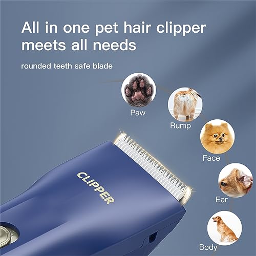 2 in 1 Prowerful Home Professional Dog Grooming Kit Clipper Low Noise USB Rechargeable Gifts for Dog Cat Blue,MTS006 - color: Mts006-pro-blue
