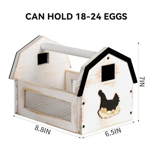 Egg Basket for Gathering Fresh Eggs, Farmhouse Wood Egg Collecting Basket, Egg Basket Countertop. ZSHLXM - color: White, size: Medium