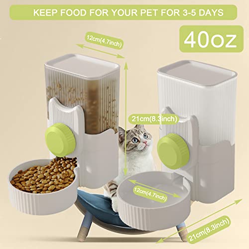 Lemtrflo Rabbit Water Dispenser, Cage Automatic Hanging Bunny Feeder | Suitable for Rabbits, Guinea Pigs, Small Dogs, and Other Small Pets - color: White Green