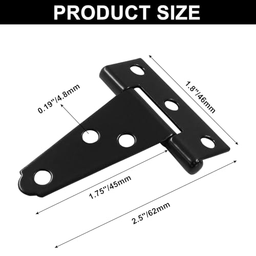 Murtenze 12Pack 2 Inch Black T-Strap Shed Hinge | Barn Door Hinges, Heavy Duty, Gate Strap Hinge, For Barn Door, Shed or Wooden Fences - color: Black, size: 2 Inch - 12Pack