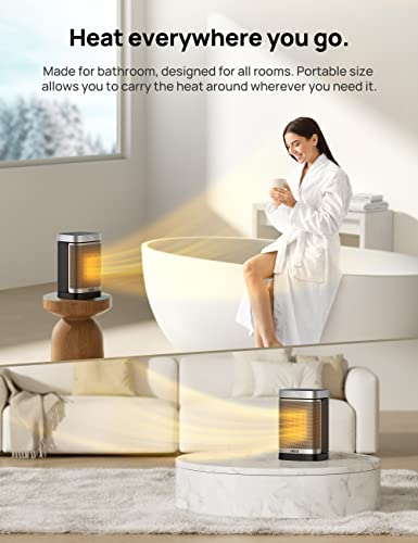 DREO Space Heater for Bathroom and Indoor, Safe and Quiet Portable Heater | ALCI Safety Plug, 41-95°F Digital Thermostat, Remote, 70°Oscillating, 12h Timer, 5 Modes, 1500W PTC Ceramic Heater