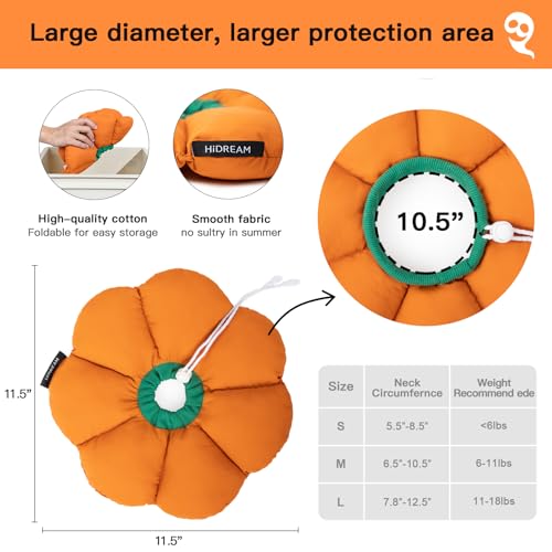 Cat Cone Collar,Cute Waterproof Recovery Collar,Anti-Bite Lick Wound Healing Safety Elizabethan e Collar for Cats,Orange Pumpkin Cat Halloween Costume - color: Orange pumpkin, size: Medium