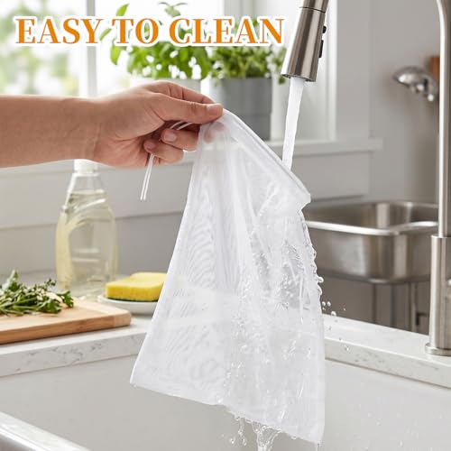 8 PCS Nut Milk Bag Reusable Nylon Cheese Cloth Bag for Straining 30 * 20cm Fine Mesh Strainer Bags Juicing Bags with Drawstring for Filtering Nut Milk Cold Brew Coffee Greek Yogurt Tea Juice
