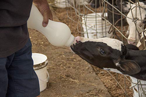 BESS Calf 2qt Nursing Feeding Bottle: Leak-Free, Non-Collapsing, with Clear Screw-on Nipple (2 qt, Screw on), with Bottom Cap
