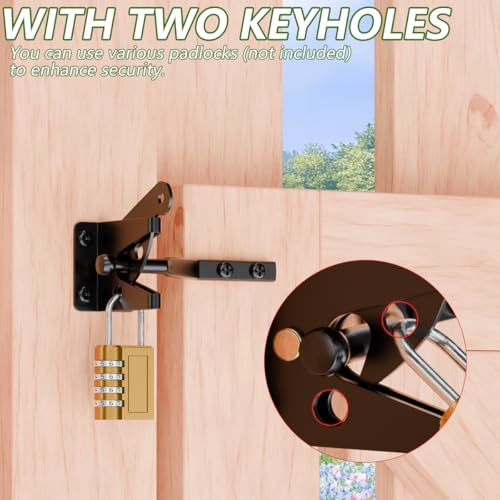 Self-Locking Gate Latch, Heavy Duty Automatic Gravity Lever for Wood Fence | Spring-Loaded Self-Locking; Thick Steel, Black Coated; for Wood Fence, Garden, Pool, Barn Gates; Works with Padlocks - size: Normal