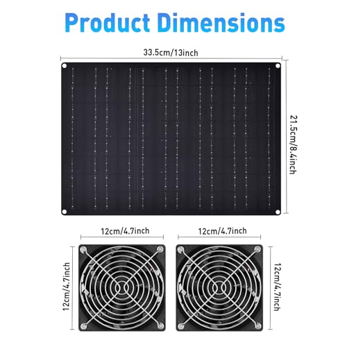 Solar Powered Fan, 15W Solar Chicken Coop Fan,Waterproof Ventilation Exhaust Fan for Outdoor Shed Chicken Coops Greenhouse Doghouses Pet House for Intake or Exhaust Air Cooling - size: 4.7" 2 Fan Kit
