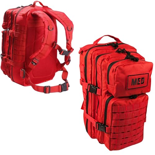 Luminary Tactical Trauma Kit Fully Stocked First Aid Kit Backpack EMS/EMT First Responder Medical Bug Out Bag for Preppers Professionals and Outdoorsman (Red) - color: Red