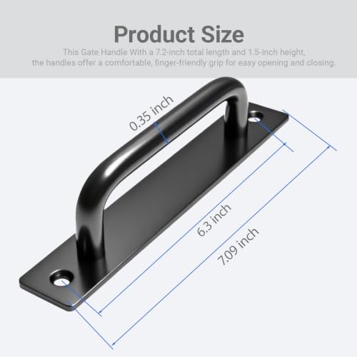 2PCS 7 Inches Barn Door Handle, Premium Black Gate Handle | Sturdy Black Sliding Door Pull Handles for Kitchen, Cabinet, Bathroom, Closet, and Easy Install - size: 7 Inches
