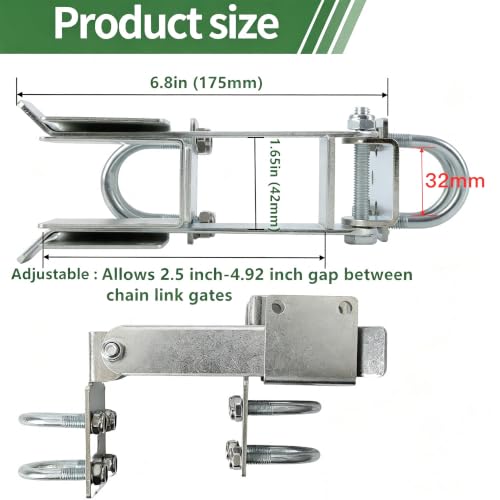 BiJun Chain Link Double Gate Latch Chain Link Fence Gate Latch for 1-3/8" Gate Frames,Chain Link Residential Strong Arm Double Gate Latch Equipped with Convenient Padlock Holes (Silvery) - color: Silvery