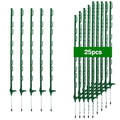 25Pack,48 Inch Heavy Duty Electrical Fence Post - UV Resistant Plastic Fence Posts for Livestock, Garden & Pasture, Easy Installation No Dig (Green) - color: Green