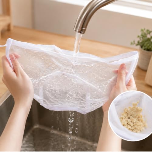 5 Pack 200 Mesh Fine Mesh Strainer, Cheese Cloth Bags for Straining | Bowl-Shaped Nut Milk Bags, Reusable Nylon Cheese Cloth Filter Bag for Nutmilk Juices Cold Brew Tea Coffee Juice Soy