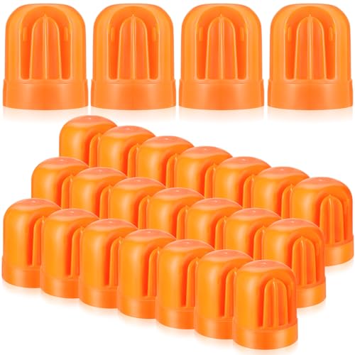 25 Pcs T Post Rebar Cap,Safety T Post Topper,High Visibility Orange | Insulator Plastic, Cover Fence Sharp Edges, for T & U Posts for Wire and Tape Ends of Tent Stakes, Pipe, Livestock Fencing