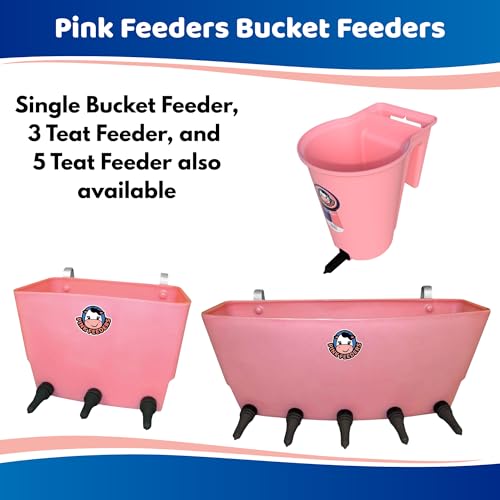 8L Reversible Calf Feeding Bucket with Thriver Nipple & Cap – 2 Gallon Single Teat Calf Feeder, Fence Mount, UV Protected One-Piece Construction for Livestock Feeding