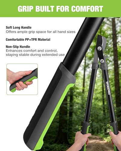 WORKPRO Bypass Lopper for Gardening, 28" Branch Cutter with Gear System | Heavy Duty Pruning Shear, SK5 Blade, 1.5" Cutting Capacity, Shock Absorbing Bumper, Comfort Handle, for Tree Trimming - size: 1PC - 28" Lopper