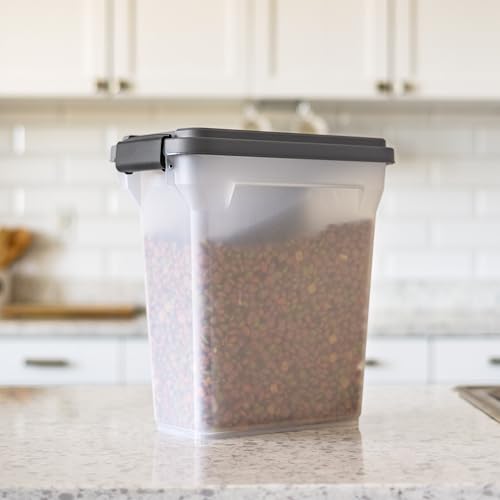 IRIS USA Dog Food Storage Container, Up to 13 lbs, Dark Gray, Made in USA | Includes 2-Cup Scoop, Airtight Seal, BPA-Free, Bird Seed, Cat food, Treats, Keeps Kibble Fresh, Pellets - color: Dark Gray/Clear, size: 13 lbs