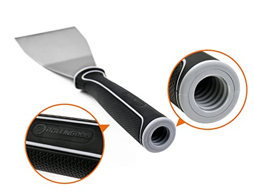 ROLLINGDOG 3 Inch Bent Pole Scraper | Stainless Steel Bent Blade, Anti-Slip Rubber Handle, Heavy Duty Paint Remover Scraper Tool - color: 1pc Paint Scraper