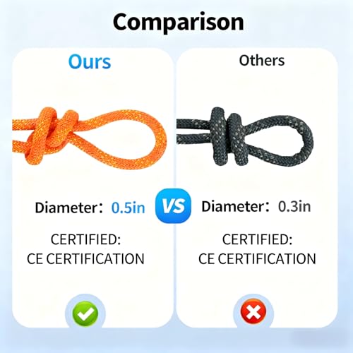 150Ft 1/2 Inch Heavy Duty Climbing Rope,Arborist Rope for Tree Pulling (Orange) - size: 150ft-Orange-1/2