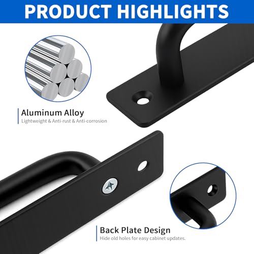 4 Pack 6-1/2 Inch Black Metal Gate Pull Handles, Heavy Duty Hardware, Durable Pull Grips for Wooden Fence, Shed, Barn Door & Outdoor Use - size: 4 Pack 5 Inch Metal