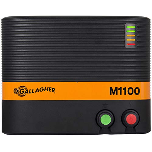 Gallagher M1100 Electric Fence Energizer | 110V Plug-In Fence Charger for Livestock and Wildlife Control | 110 Mile Coverage | High-Output Fence Energizer with Pulse Technology and Fence Monitoring
