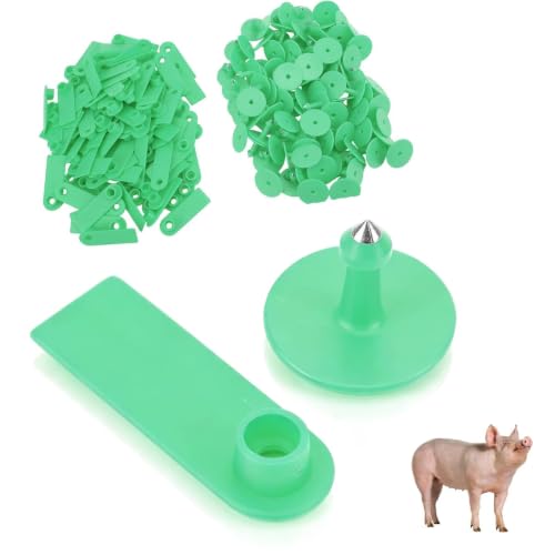 100PCS Cattle Ear Tags, Blank Cattle Ear Tags TPU Cow Ear Tags Farm Goat Ear Tags Livestock Large Size Livestock Identification Ear Tags for Identification Cattle,Sheep Goat, Pig(Green) - color: Green