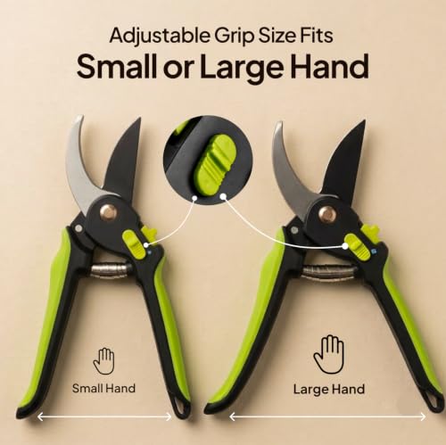 8.5" Professional Pruning Shears, Garden Clippers - Cuts 3X Easier Sharp Japanese Blade, Arthritis Friendly Garden Scissors for Seniors, Bonsai Cutters