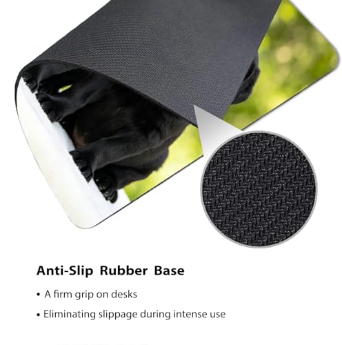 Three Black Lab Puppies Mouse Pad 9.5" x 7.9", Adorable Labrador Retriever Puppies Cute Desk Mat, Dog Mom Gift - color: Black Lab Puppies