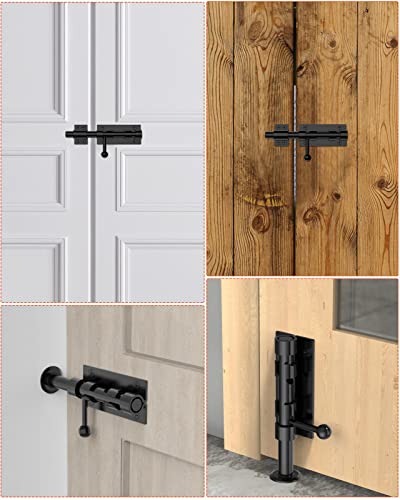 Heavy Duty Slide Bolt Gate Latch Hardware, 6.3 Inch, Black | Solid 304 Stainless Steel Latches Electroplating Finish, Barrel Bolt Lock for Wooden Fence, Interior, Yard/Barn/Shed Door - color: Black - 1 Pack