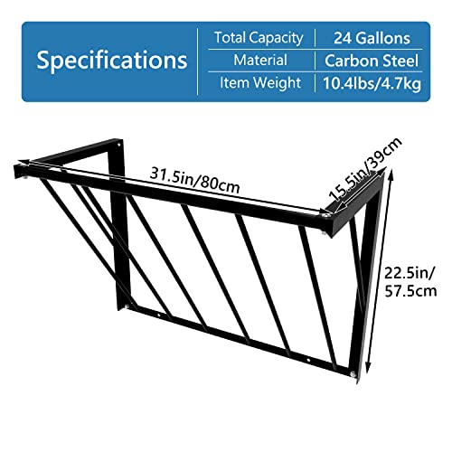 31.5'' Horse Hay Feeder 24 Gallon | Long Livestock Hay Feeder, Carbon Steel Wall Mounted Hay Rack for Horses, Sheep, Goats, Indoor Outdoor Uses - size: 31.5INCH