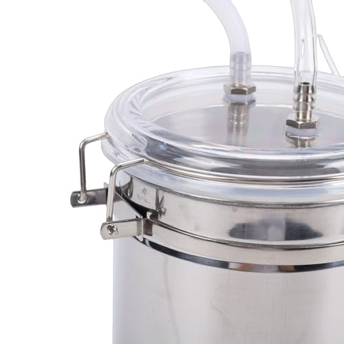 Milking Machine,Portable 2L Stainless Steel Bucket,Manual Pulsation Vacuum Milker Set,Easy Control Strong Suction Milking Machine for Goats Cows