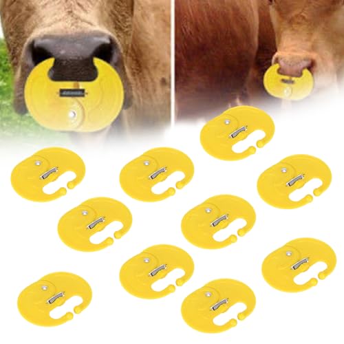 Calf Weaner Cow Nose Thorn Thick 10pcs Plastic Cattle Nose Rings Milk Sucking Preventer Yellow