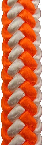 16-Strand Arborist Rope, 1/2 in (12.7 mm), 5400 lbs MBS, Static Climbing Rope, Rescue Operations, High Visibility, 150 ft, Tight Spliced Eye, Orange/White - size: 150 ft - Tight Spliced Eye, style: Orange White