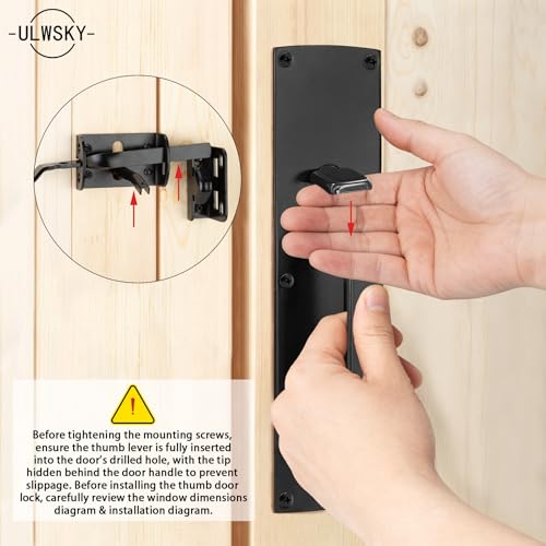 Pack of 1 Thumb Gate Latch Hardware,Gate Latch with Handle,Heavy Duty Gate Latch for Outdoor Fence,Black Double Gate Latch for Backyard,Garden,Farm,Pool Gate,Metal Gate