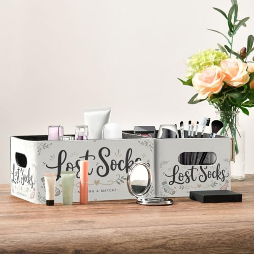 Storage Baskets Felt Foldable Storage Cube Shelf Bins Organizer Box for Kids Toys Office Bedroom Closet Babies Nursery 2-Pack (Cute Lost Socks) - color: Cute Lost Socks