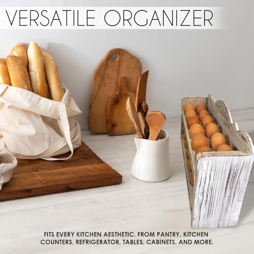 White Premium Pine Wooden Egg Holder 2-Tier Durable 24-Egg Storage Solution Ideal for Modern and Rustic Kitchen Fresh Eggs