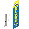 GLOBAL ADVERTISING SOLUTIONS Auto Repair Feather Flag Eye Catching Banner Sign for Business and Marketing Complete Set with 15 ft Pole Kit and Ground Spike (Auto Glass) - style: Auto Glass